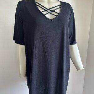 Heimish USA 3XL Black V-Neck Crisscross Women's Top